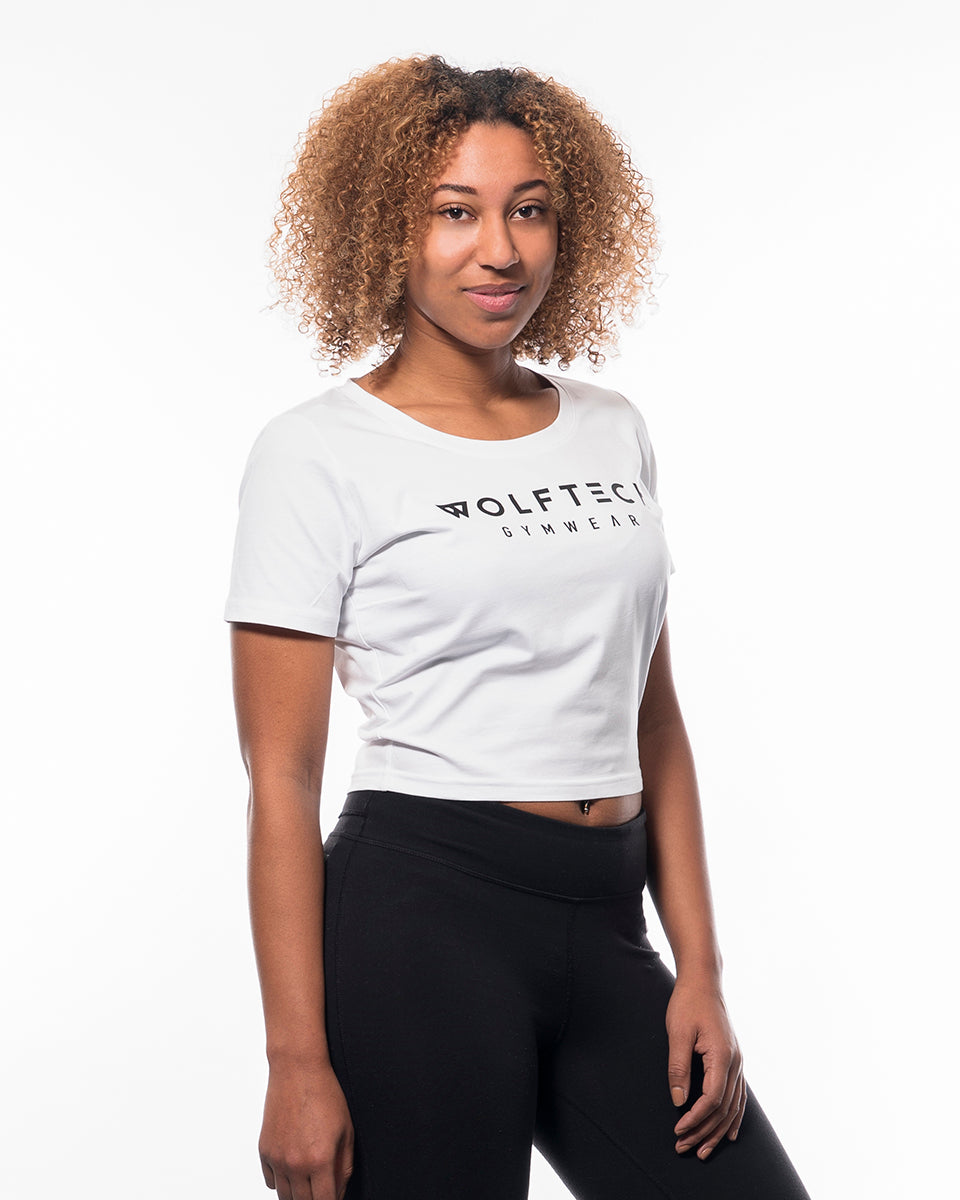 Cropped T-shirt women white from wolftech gym wear
