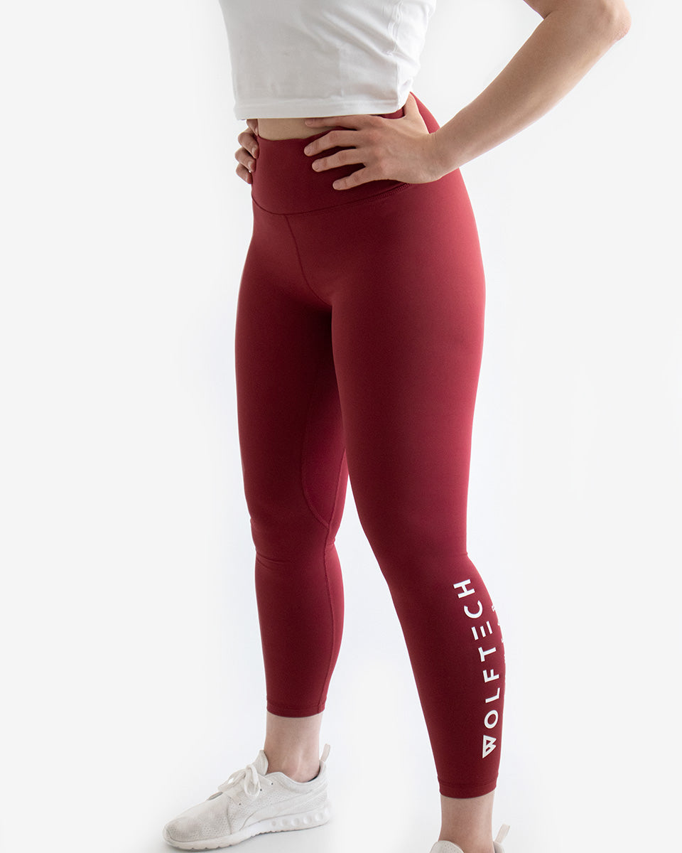 High waisted leggings red fitness from wolftech gym wear