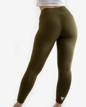High waisted leggings olive green fitness from wolftech gym wear